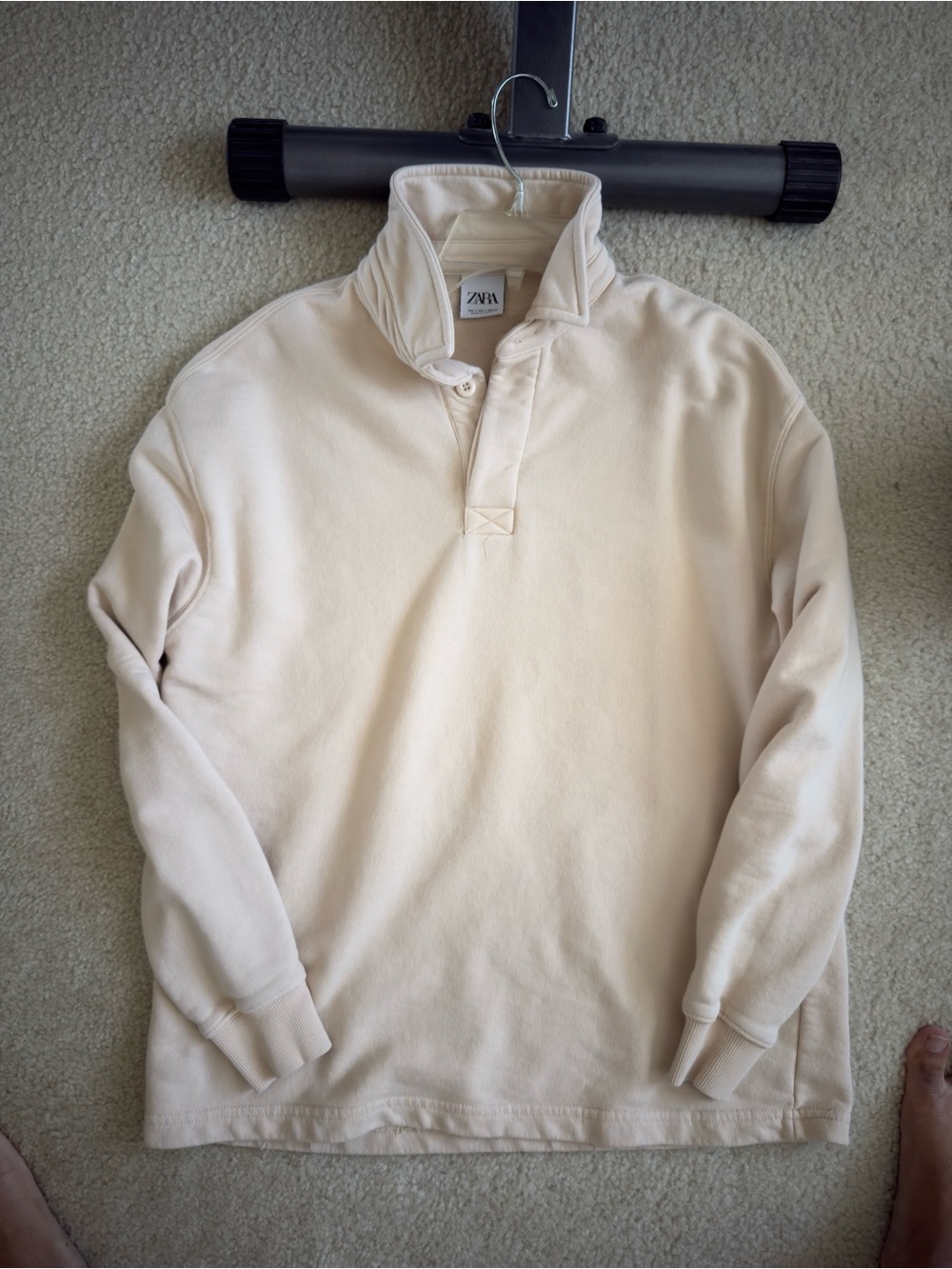 NWOT ZARA MENS FRENCH TERRY HEAVYWEIGHT LONG ALEEVE POLO - MENS MEDIUM
